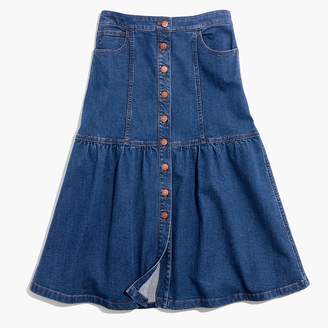 Madewell Denim Bayview Tiered Midi Skirt