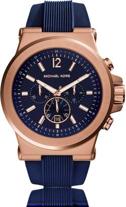 Michael Kors Dylan Rose Gold Tone Stainless Steel Case and Blue Silicone Strap Men's Crono Watch