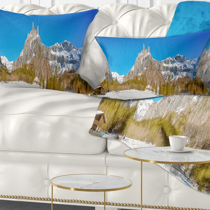 Designart Sixt Fer a Cheval Panoramic View - Landscape Printed Throw Pillow - 12x20