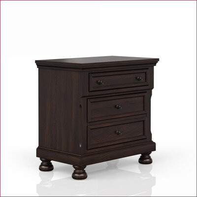 Latitude Run Dark Cherry Transitional Two-Drawer Nightstand for Bedroom Storage