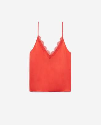 The Kooples Red silk camisole with lace