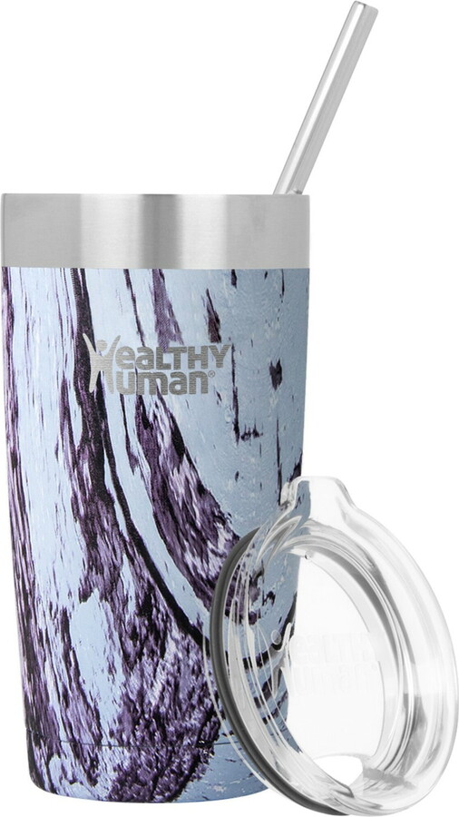 Healthy Human Stainless Steel Tumbler with Straw & Lid | Splash Proof Insulated Travel Cup | Eco-Friendly Coffee Tumblers | Water Cups with Straws Cleaner and Splash Proof Lids (20oz,Orchid Driftwood)