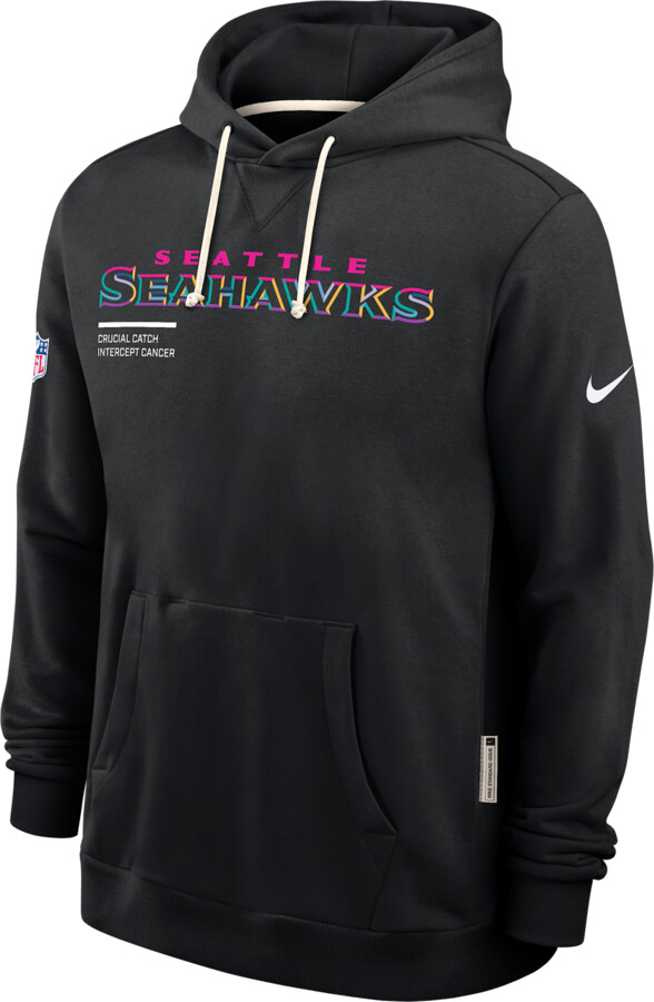 Seattle Seahawks Crucial Catch Sideline Nike Men's Dri-FIT NFL Pullover Hoodie in Black | 03AZ00AZUU-HAT