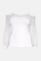 Thumbnail for your product : Karen Millen Curve Cold Shoulder Chiffon Sleeve Jersey Top