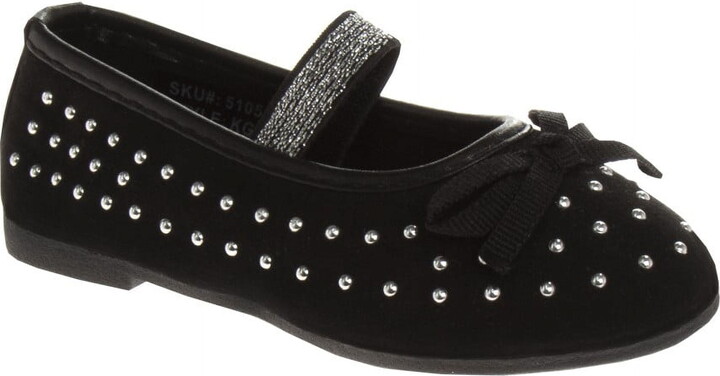 KensieGirl Toddler Ballerina Flats, Bead Black, 5