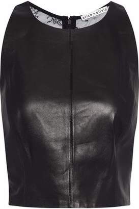 Alice + Olivia Paneled Leather And Lace Top