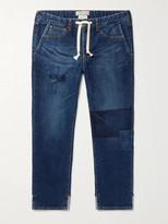Thumbnail for your product : Remi Relief Slim-Fit Tapered Patchwork Denim Drawstring Jeans - Men - Blue - S