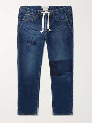 Remi Relief Slim-Fit Tapered Patchwork Denim Drawstring Jeans - Men - Blue - S