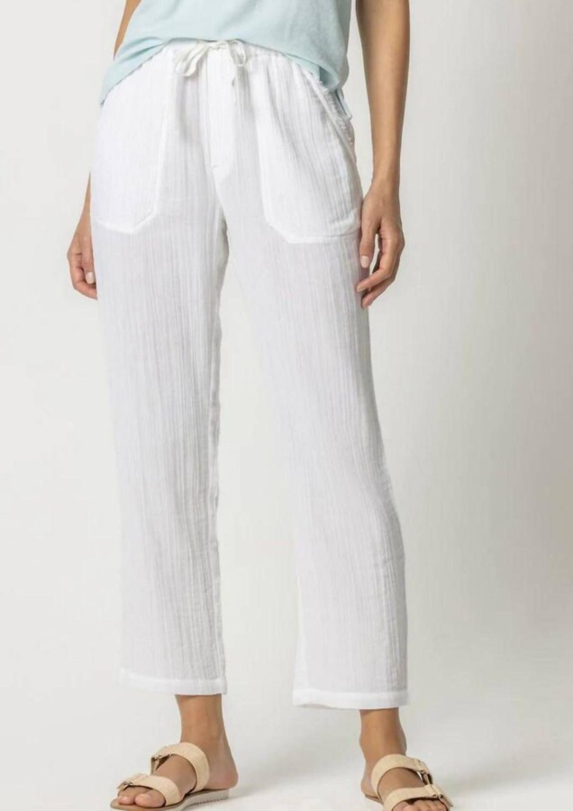 Lilla P Double Gauze Pull On Pant In White ShopStyle