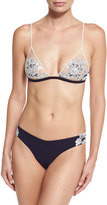 Thumbnail for your product : La Perla Moonlight Lace-Trimmed Thong, Dark Blue