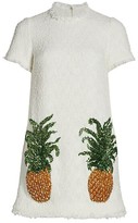 Thumbnail for your product : Oscar de la Renta Pineapple-Embroidered Tweed Shift Dress