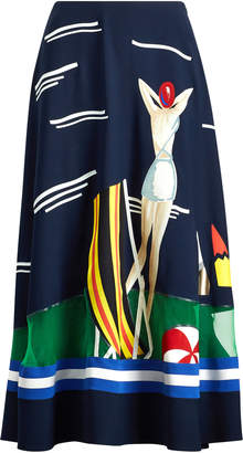 Ralph Lauren Trivelas Printed Cady Midi Skirt