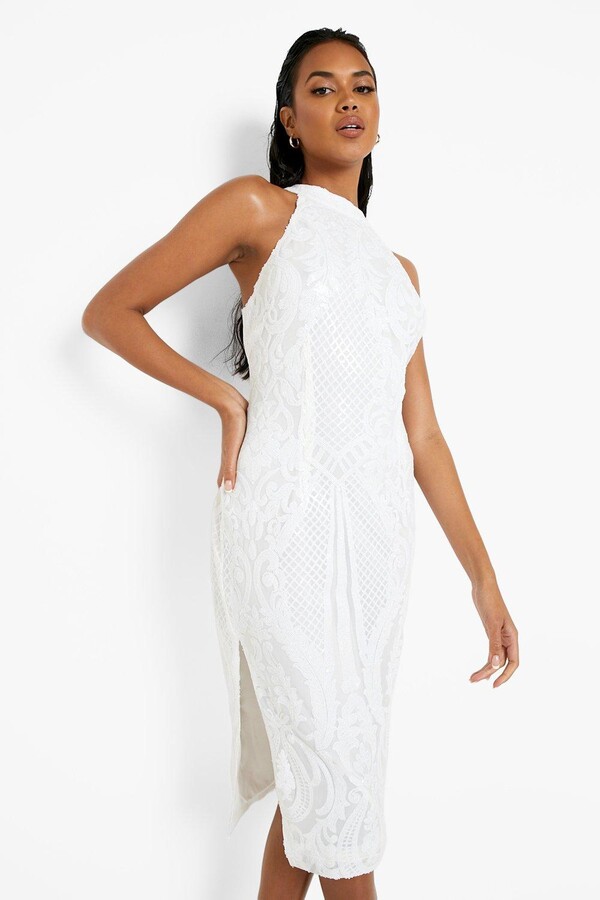 white sequins dress