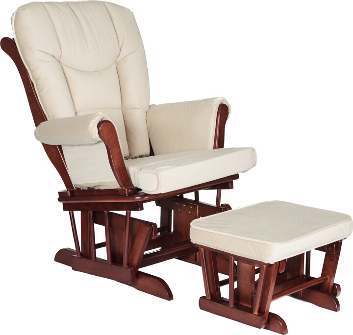 AFG Baby Furniture Sleigh Glider and Ottoman Espresso with Beige Cushions