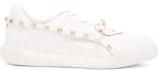 Valentino Rockstud Low Top Leather Trainers - Womens - White