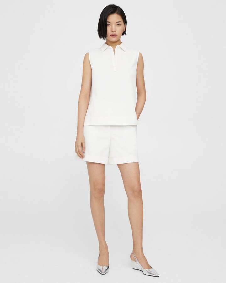 Theory Cuffed Short in Cotton Piqué - ShopStyle