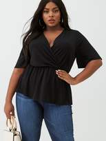 Thumbnail for your product : V By Very Curve Drape Front Jersey Top - Black