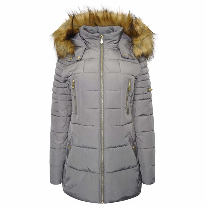 ladies grey hooded coat