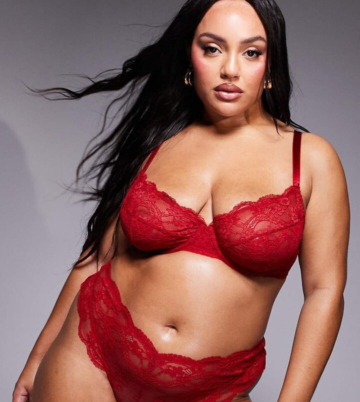ASOS Curve ASOS DESIGN Curve Lola lace underwire bra in red