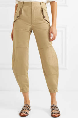 Chloé Cropped Cotton-blend Gabardine Tapered Pants - Green