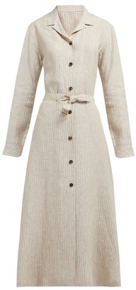 Giuliva Heritage Collection The Clara Pinstriped Linen Dress - White Multi
