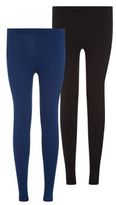 Thumbnail for your product : New Look Teens 2 Pack Blue and Black Leggings