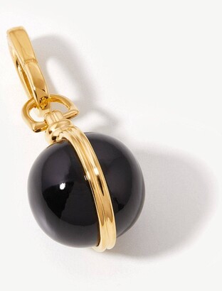 Gemstone Sphere Clip-On Pendant 18ct Gold Plated, Black Onyx 18ct Gold Plated/Black Onyx