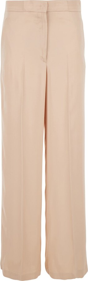 Jucca Pink Pants With Hidden Front Closure And Side Pockets In Viscose Woman