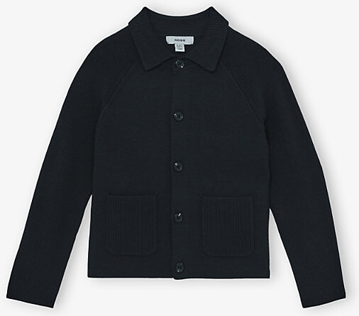 Reiss Navy Fitzgerald Button-Through Knitted Cardigan 9-13 Years 10-11 Years