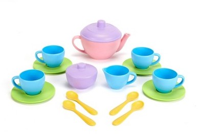 GreenToysTeaSet:BPA-FreePretendPlayFood&KitchenAccessories,Polyethylene,17Pieces