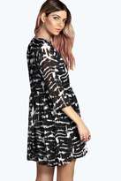 Thumbnail for your product : boohoo Tansy Print Lace Insert Woven Smock Dress
