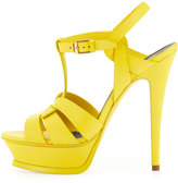 Thumbnail for your product : Saint Laurent Tribute High-Heel Leather Sandal, Mustard