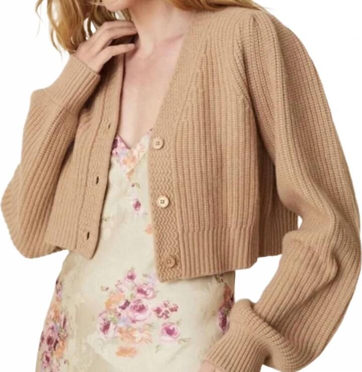 LoveShackFancy Avignon Cardigan In Fawn