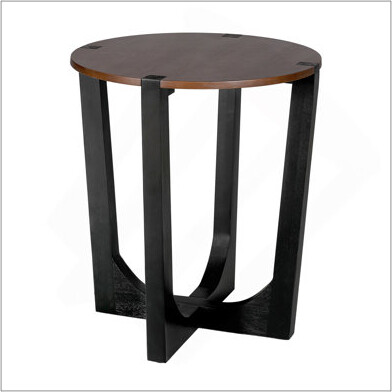 Acacia Solid Wood Side Table,brown & Black Color