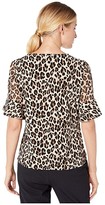 Thumbnail for your product : Vince Camuto Short Sleeve Chiffon Sleeve Elegant Leopard Top (Rich Black) Women's Clothing