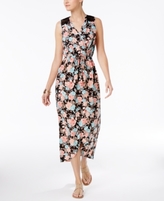 Thumbnail for your product : Monteau Monteau Petite Lace-Trim Floral-Print Maxi Dress, A Macy's Exclusive