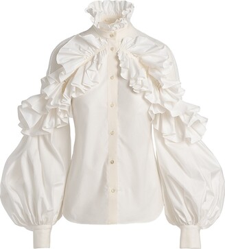 UNTTLD Alba Ruffle-Trim Cotton Shirt