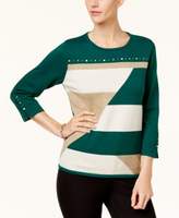 Thumbnail for your product : Alfred Dunner Petite Studded Colorblocked Sweater