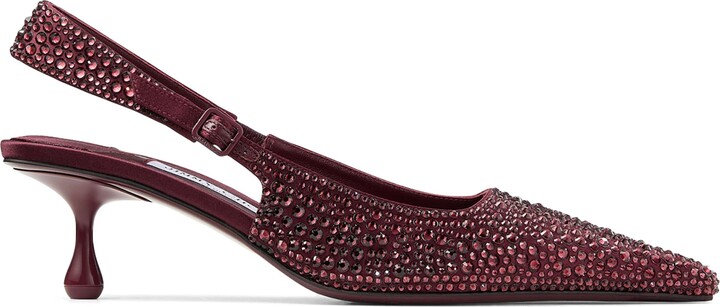 Jimmy Choo Amel 50 Satin Embellished Slingback Pumps
