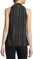 Thumbnail for your product : Trina Turk Logan Sleeveless Metallic Dotted Stripe Silk Top