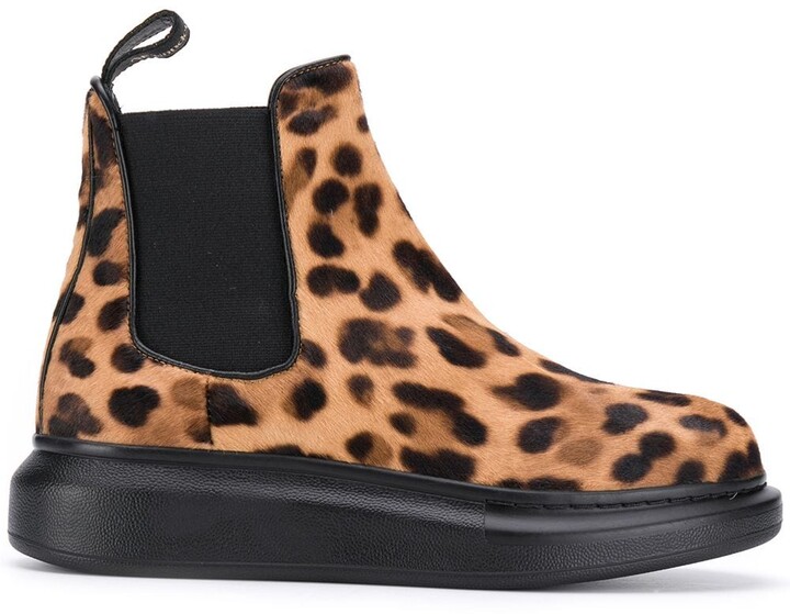 leopard skin chelsea boots