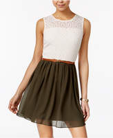 Thumbnail for your product : BCX Juniors' Belted Fit & Flare Dress