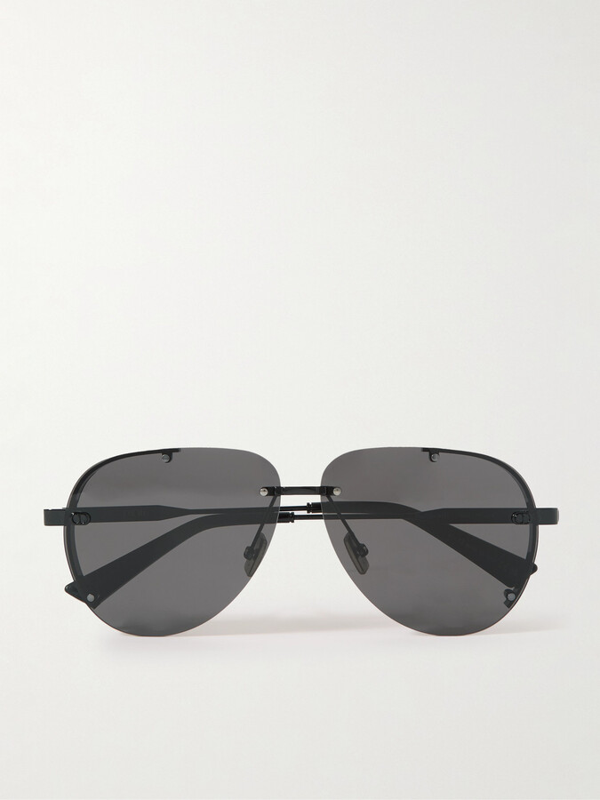 Dior Sunglasses NeoDior A1U Aviator-Style Guilloché Gunmetal-Tone Sunglasses