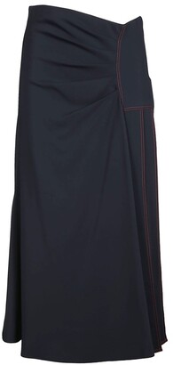 Sportmax Contrast-Stitch Ruched Skirt