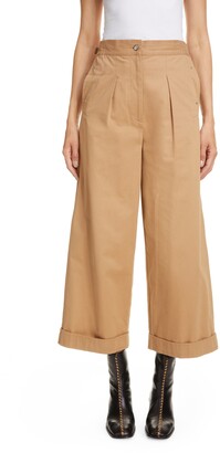 Acne Studios Poli Pleated Crop Wide Leg Organic Cotton Chino Trousers -  ShopStyle