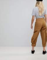 Thumbnail for your product : ASOS Design MARGOT High Waist Canvas Trousers in Tan