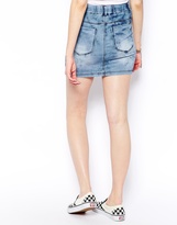 Thumbnail for your product : Only Acid Wash Drawstring Mini Skirt