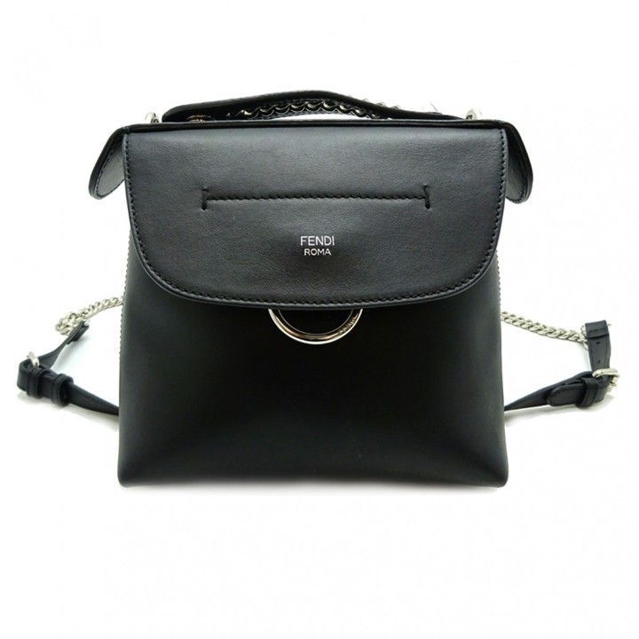 fendi black leather backpack
