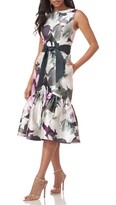 Thumbnail for your product : Kay Unger Floral Sleeveless Mikado Cocktail Midi Dress