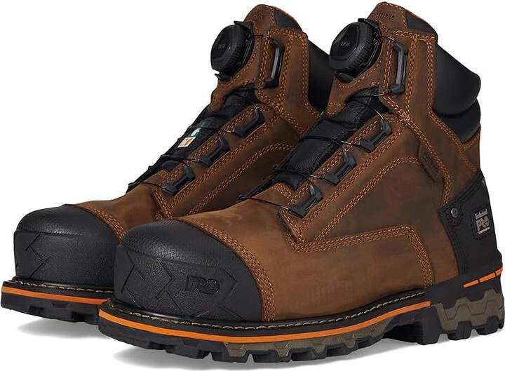 Timberland Boondock BOA 6 Inch Composite Safety Toe Waterproof Puncture Resistant Men's Work Boots Mocha Brown : 8 E - Wide